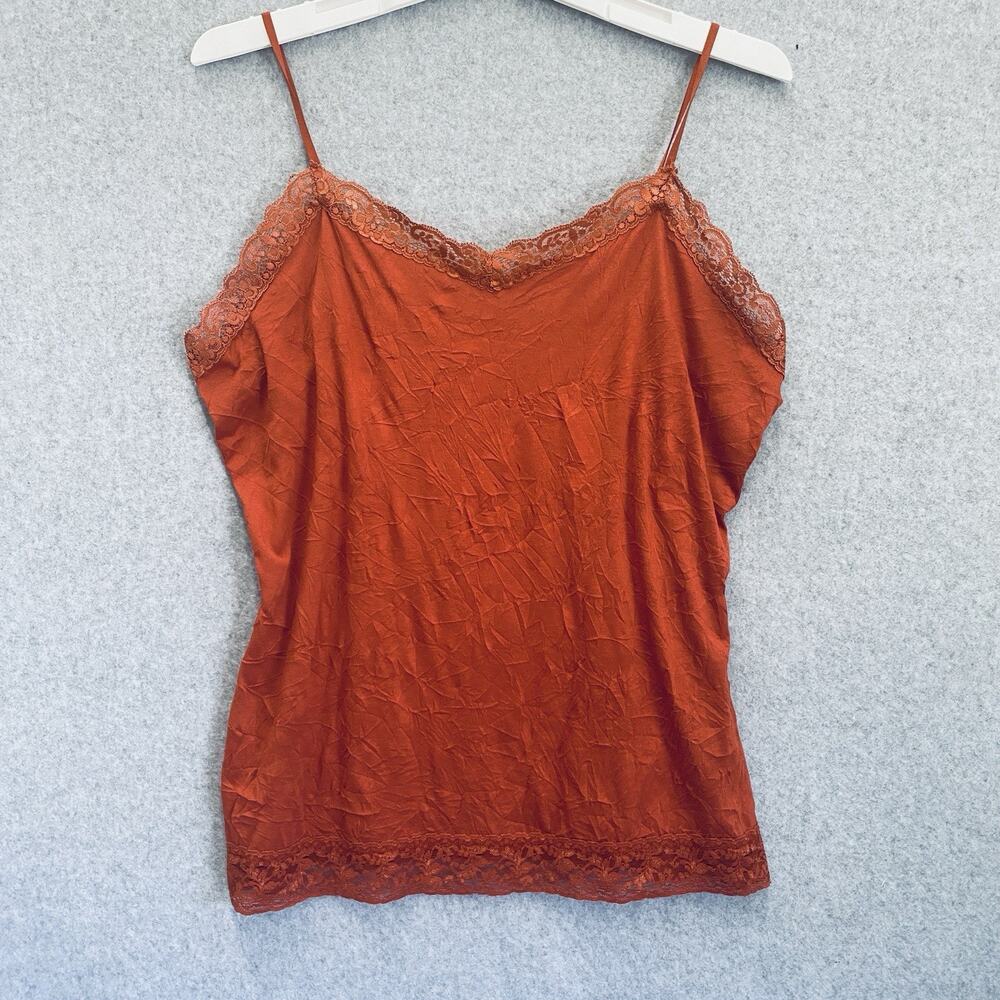 VTG Y2k Lace Tank Camisole Cami Top Layering Babydoll Fitted Large Fall Color